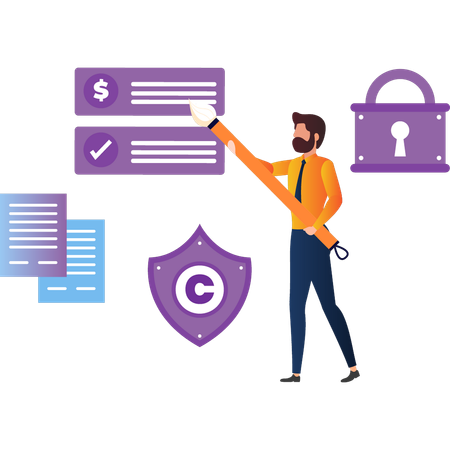 Boy making financial report  Illustration