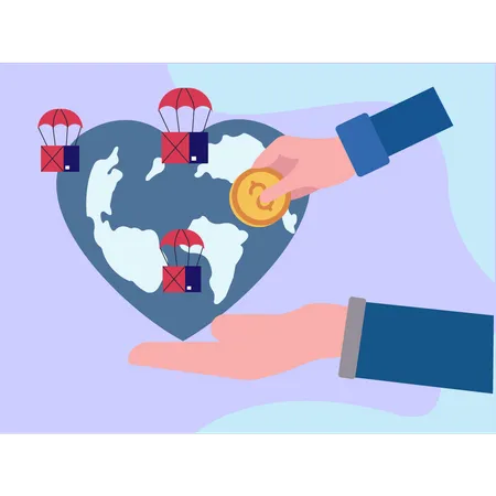 Boy Making Global Donations  Illustration