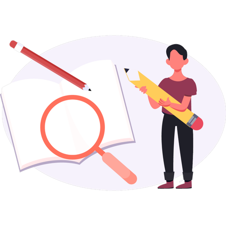 Boy  making learning ideas  Illustration