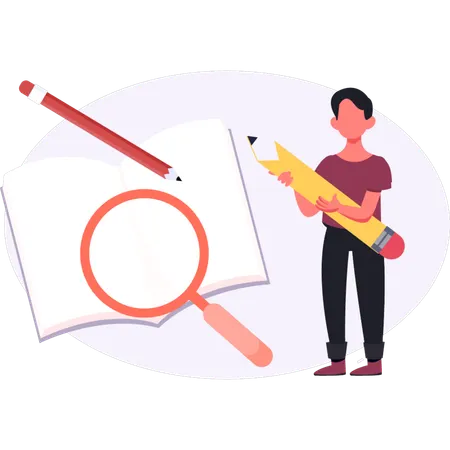Boy  making learning ideas  Illustration
