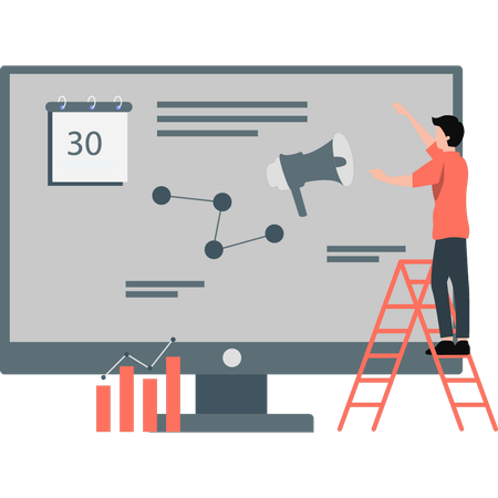 Boy making marketing schedule  Illustration