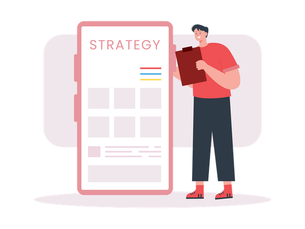 Boy making marketing strategy  Illustration