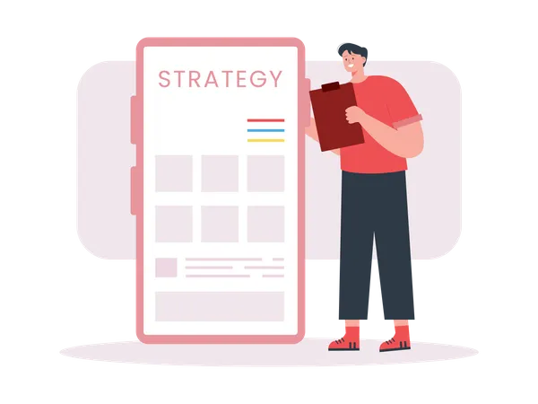 Boy making marketing strategy  Illustration