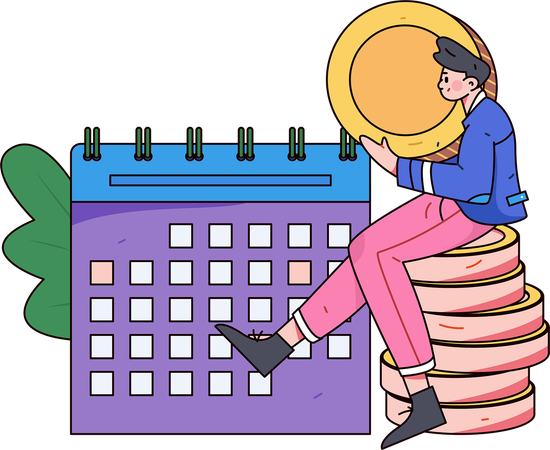 Boy making money schedule  Illustration