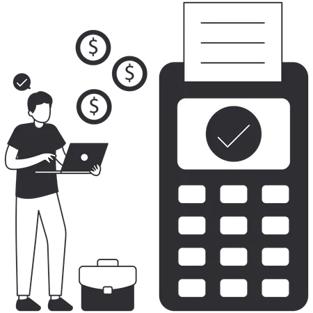 Boy making Payments  Illustration