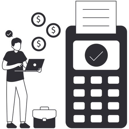 Boy making Payments  Illustration