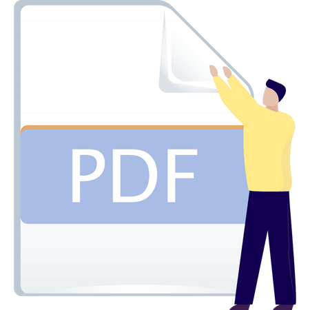 Boy making PDF file  Illustration