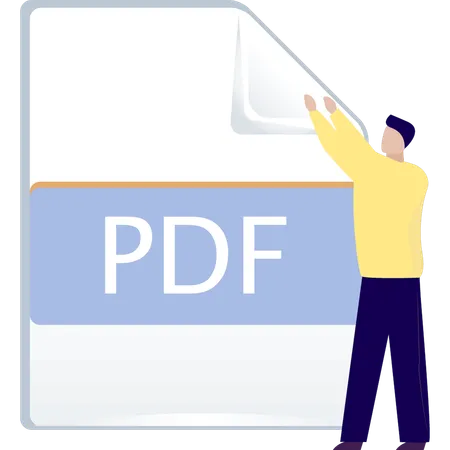 Boy making PDF file  Illustration