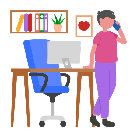 Boy making phone calls  Illustration