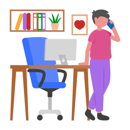 Boy making phone calls  Illustration