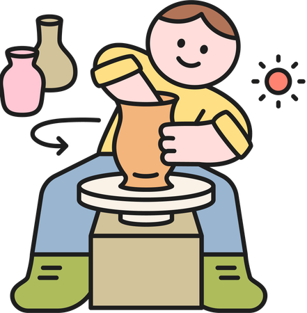 Boy making pot  Illustration