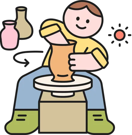 Boy making pot  Illustration