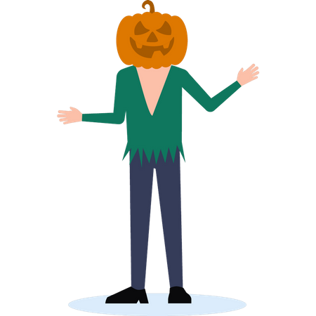 Boy making pumpkin face for Halloween party  Illustration