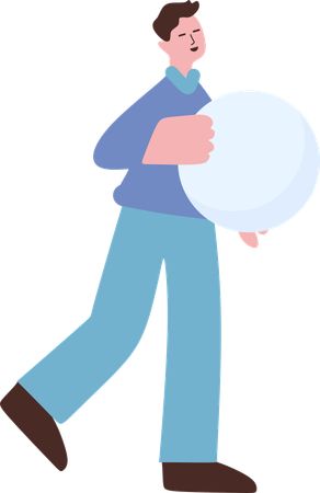 Boy making snowball  Illustration