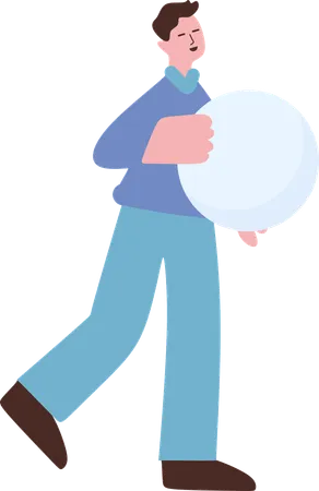 Boy making snowball  Illustration