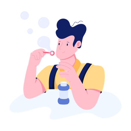 Boy making soap bubbles  Illustration