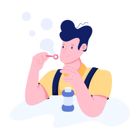 Boy making soap bubbles  Illustration