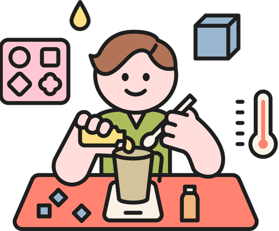 Boy making soap  Illustration