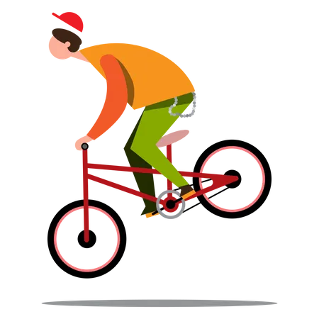 Boy making stunt while riding bicycle Illustration