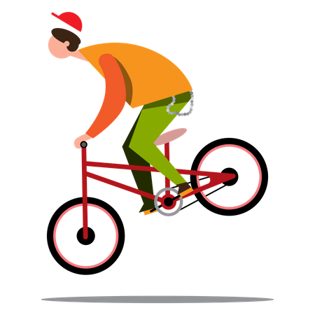 Boy making stunt while riding bicycle  Illustration