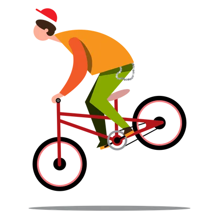 Boy making stunt while riding bicycle  Illustration