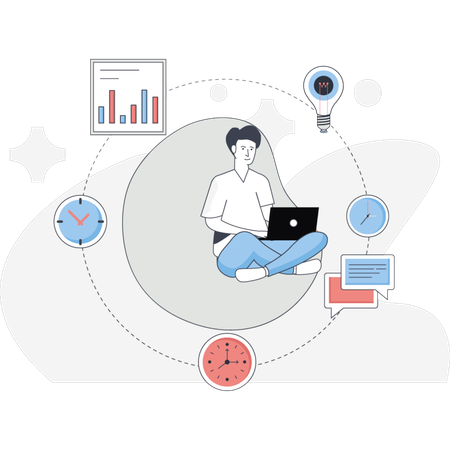 Boy Making Time Management  Illustration