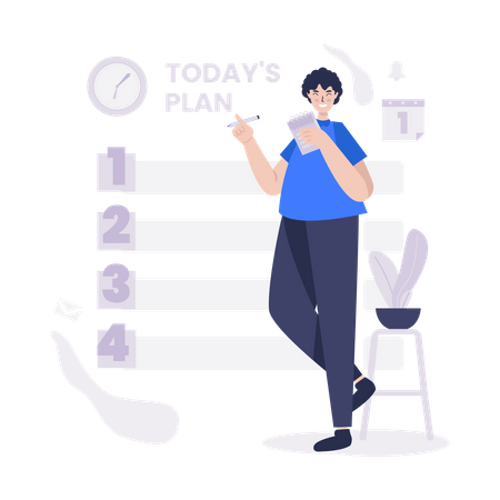 Boy making today's plan Illustration