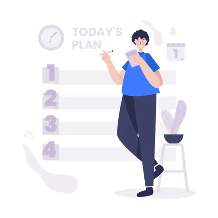 Boy making today's plan Illustration