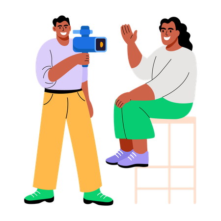 Boy making video ad  Illustration