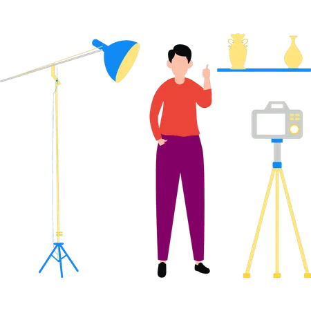 Boy making video  Illustration