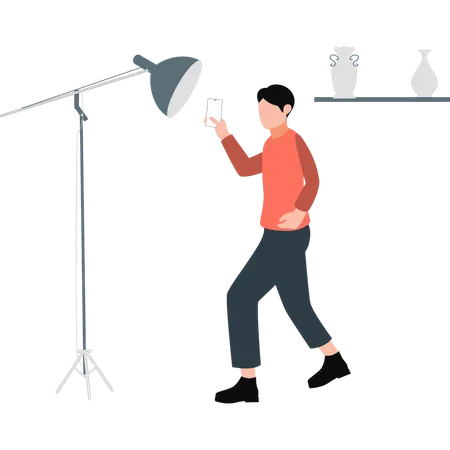 Boy making video  Illustration