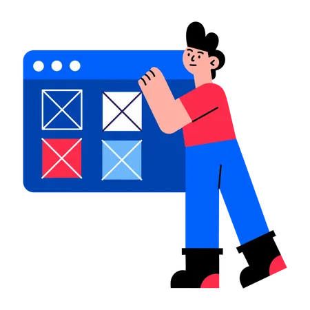 Boy making wireframe design  Illustration