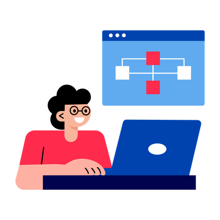 Boy making workflow  Illustration