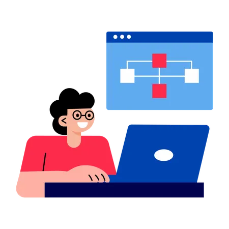 Boy making workflow  Illustration