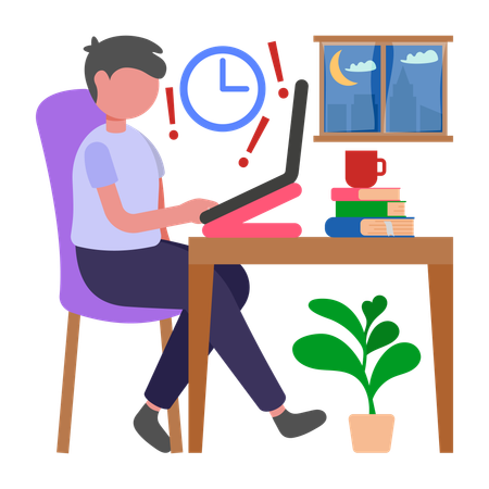 Boy Manage time zone challenges  Illustration