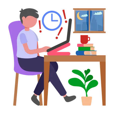 Boy Manage time zone challenges  Illustration