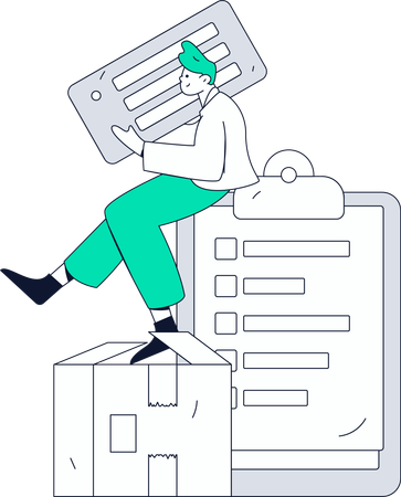 Boy managing business task list  Illustration