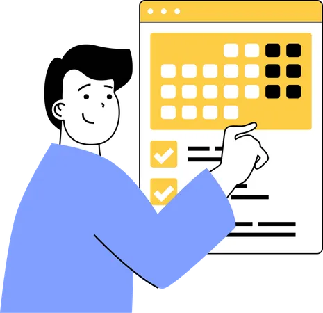 Boy managing online calendar  Illustration