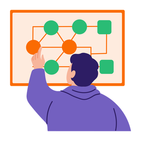 Boy mapping business vision  Illustration