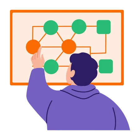 Boy mapping business vision  Illustration