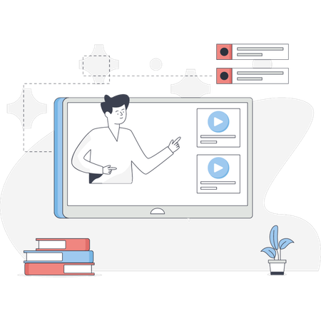 Campanha de aprendizagem on-line de marketing para meninos  Ilustração