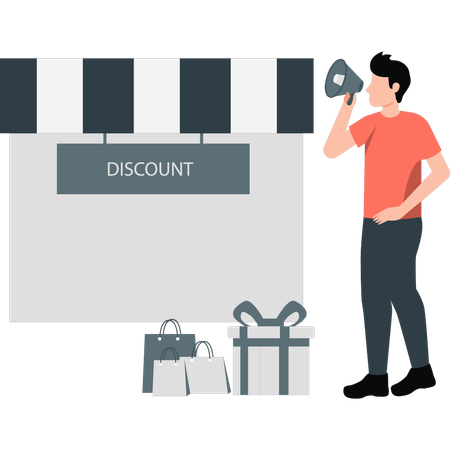 Boy marketing discount offer  Illustration