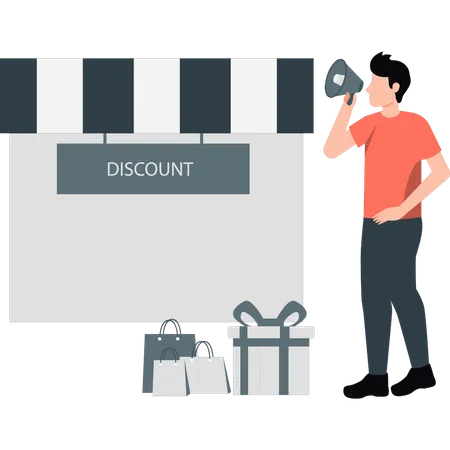 Boy marketing discount offer  Illustration