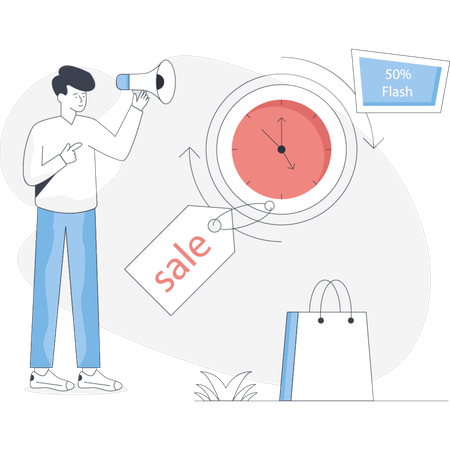 Boy  marketing flash sale  Illustration