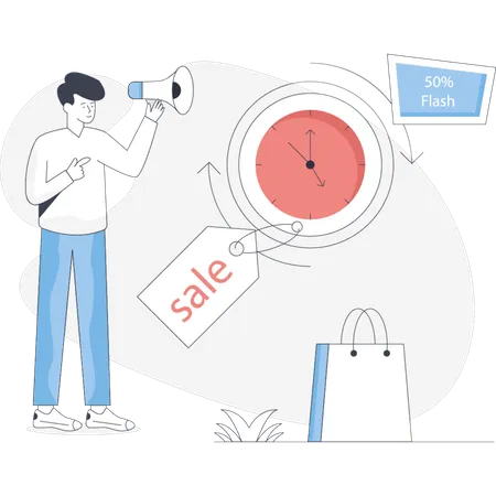 Boy  marketing flash sale  Illustration