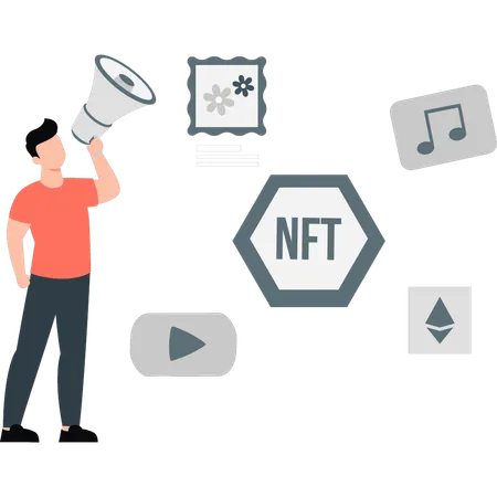 Boy marketing NFT  Illustration