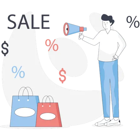 Boy  marketing sale  Illustration