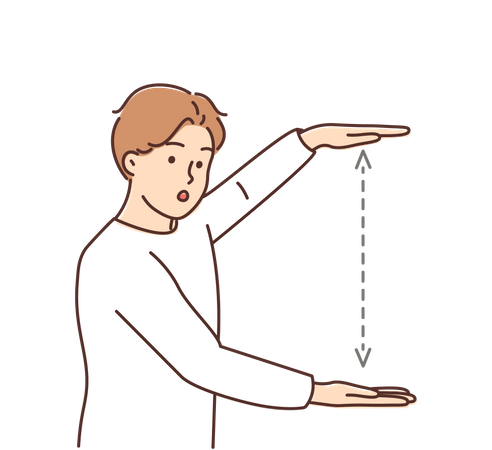 Boy measuring height using hand  Illustration