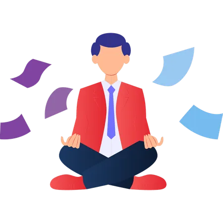 A Boy Is Meditating To Relieve Stress Illustration