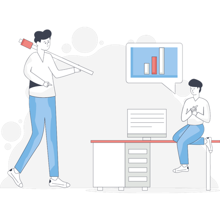 Boy mining business data  Illustration